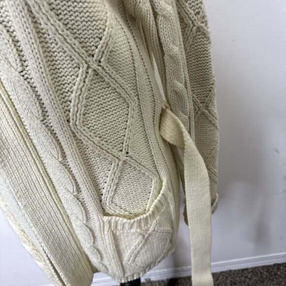 Vintage Kari Lynn Woman M Open Cardigan Belted Cable Knit Sweater Fisherman 70s - Picture 6 of 7